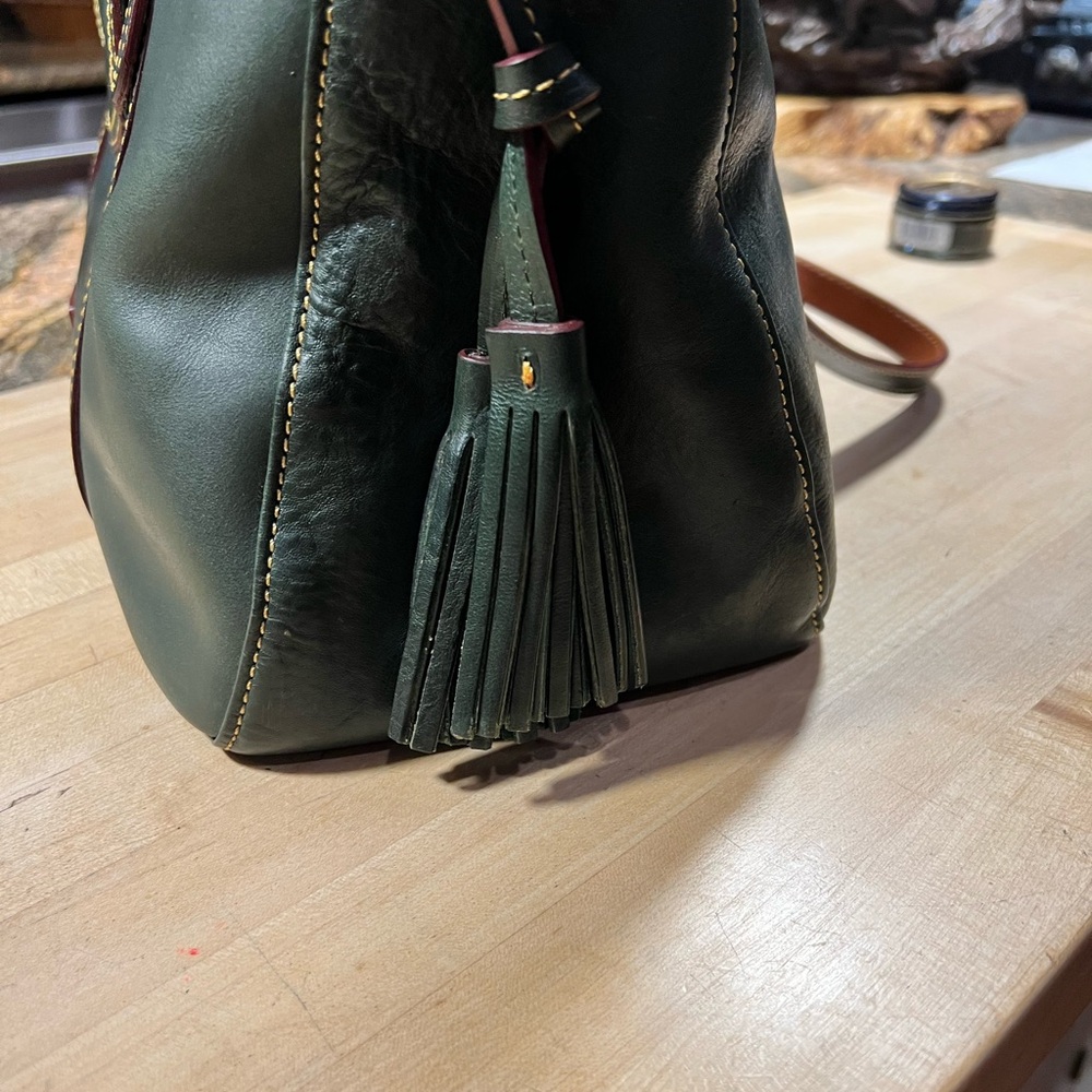 Dooney and Bourke Large Flap Pocket Shoulder Tote Satchel Beautiful Dark Green - Picture 5 of 11